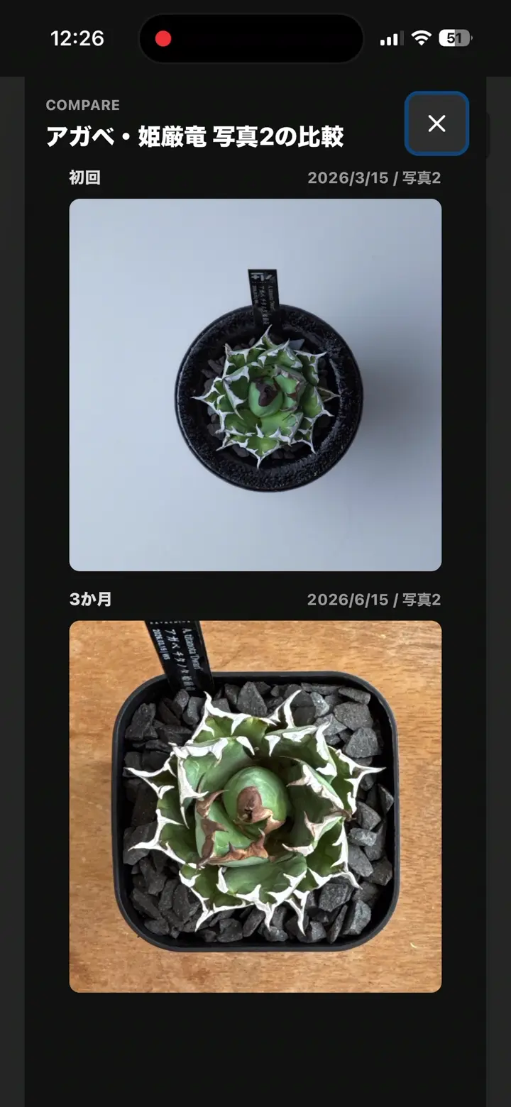 BOTARYの植物管理画面